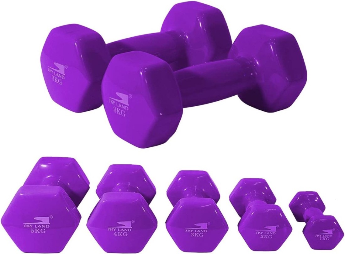 Sky Land Classical Head Vinyl Dumbbell Set, 3 Kg X 2 - Purple, Em-9219-3