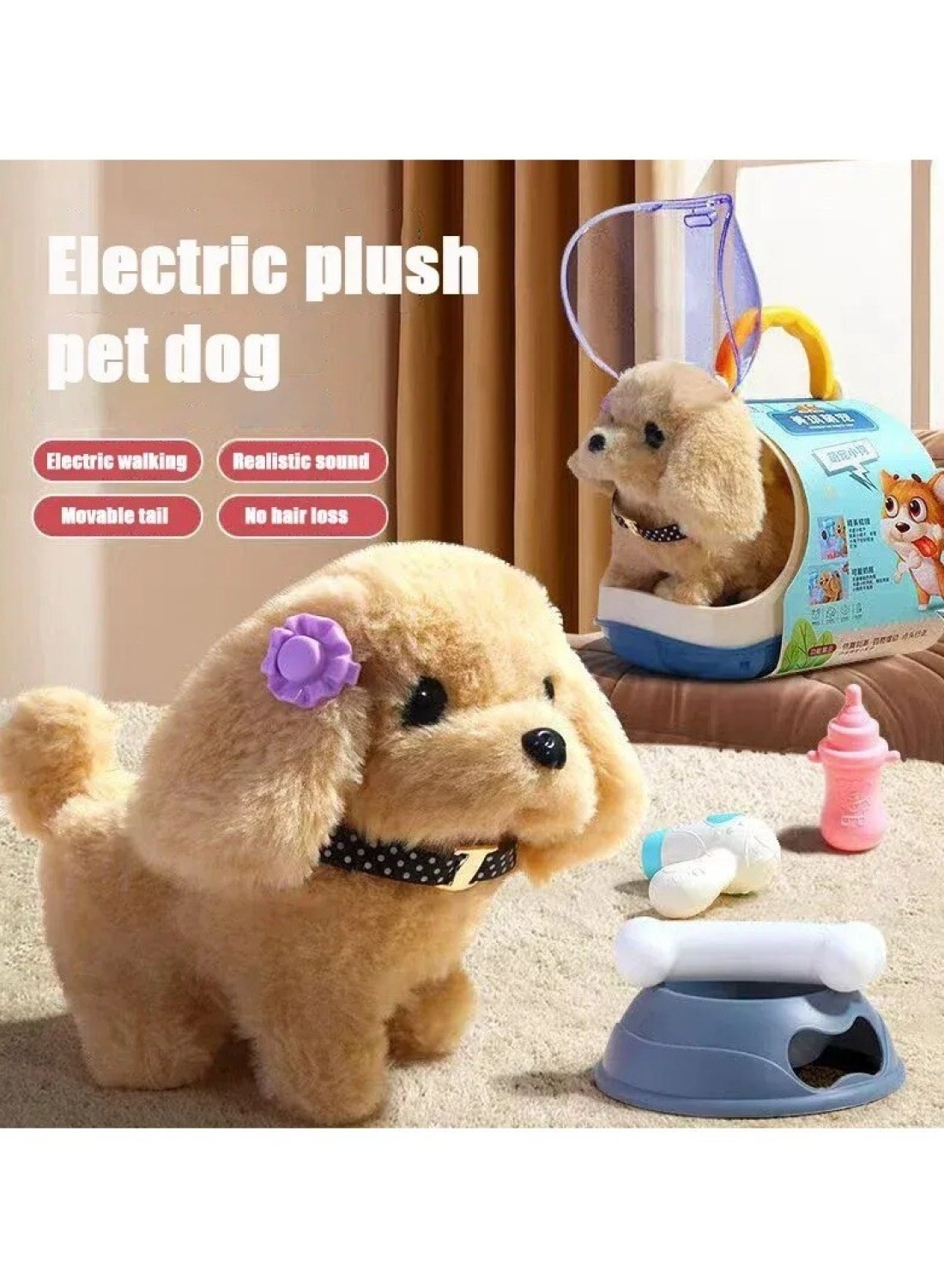Interactive Electronic Robot Dog &ndash; Walking, Barking &amp; Tail Wagging Plush Puppy Toy for Kids,Corgi Style with Dog Cage &amp; Call Function &ndash; Perfect Birthday &amp; Holiday Gift