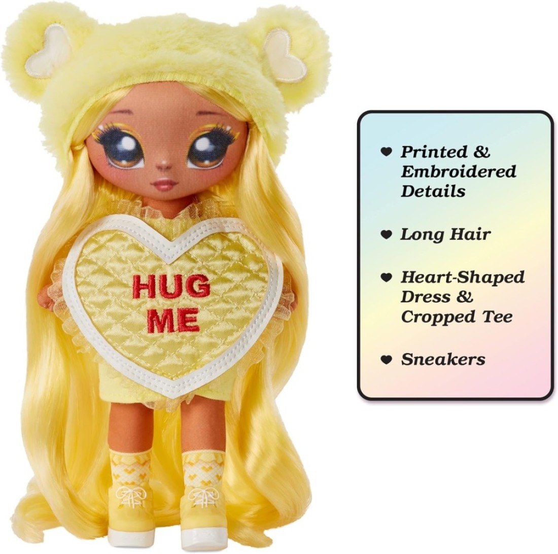 Na! Na! Na! Surprise MGA Entertainment Maria Buttercup-Yellow Teddy Bear-Inspired 7.5&quot; Fashion Doll with Blonde Hair, Heart-Shaped Dress and Brush
