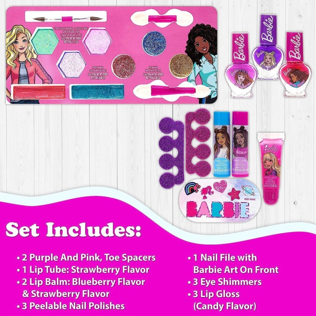 Barbie Movie Kids Makeup Kit for Girls Real Washable Toy Makeup Set Barbie Gift Play Makeup and Pretend Play Toys Ages 3 4 5 6 7 8 9 10 11 12