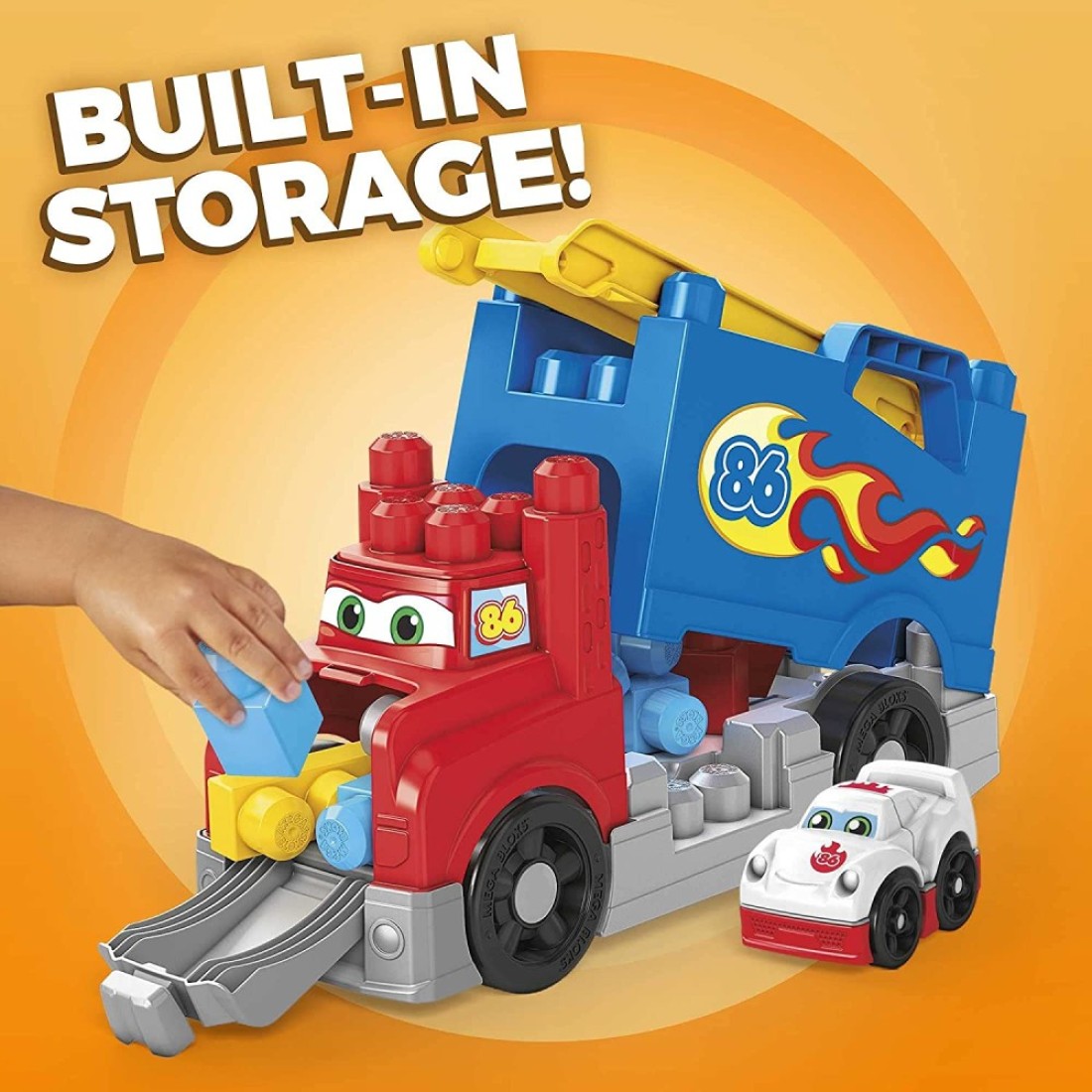 Mega Bloks First Builders Build &amp; Race Rig With Big Building Blocks, Building Toys For Toddlers (16 Pieces) Fvj01
