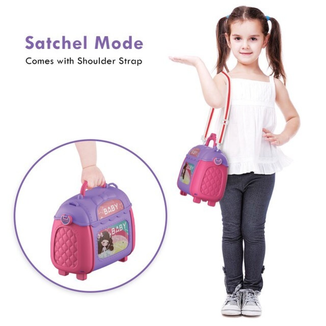 Little Story ROLE PLAY BEAUTICIAN/SALON/BEAUTY PARLOUR TOY SET SATCHEL (21Pcs) - Purple, 3-IN-1 Mode
