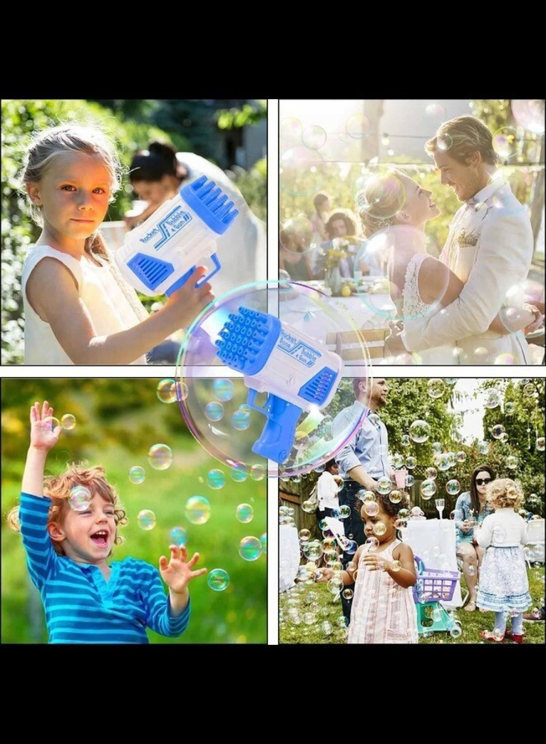 Radiotronics Blue Bubble Machine for Kids, Outdoor Indoor Basket Stuffers Automatic Toys Birthday Gifts for 3+ Years Old Toddlers Girls Boys Wedding Party Include Bubble Solution