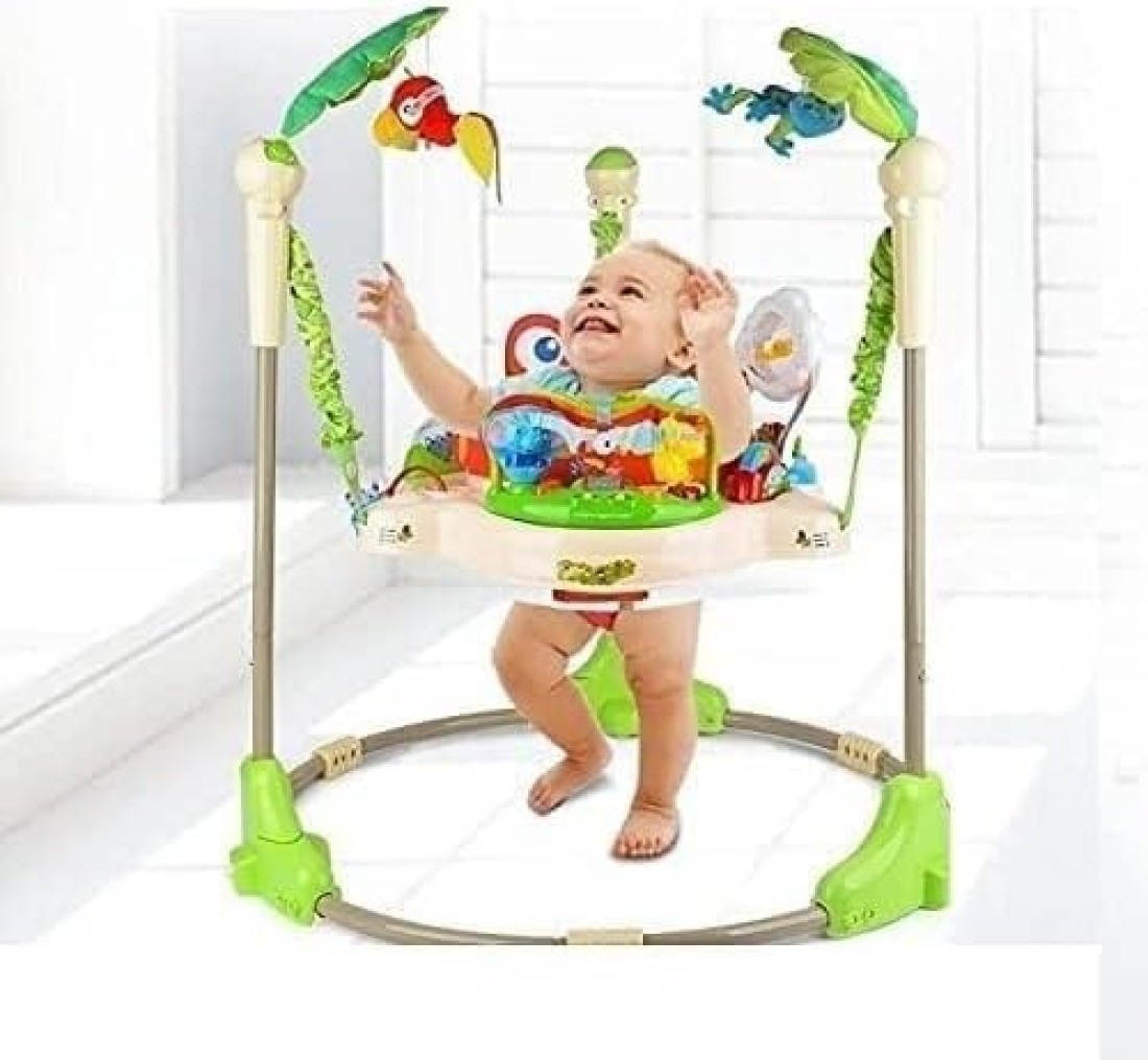 كرسي هزاز تفاعلي للأطفال من Rainforest Jumperoo مزود بمركز اكتشاف وأضواء وأصوات