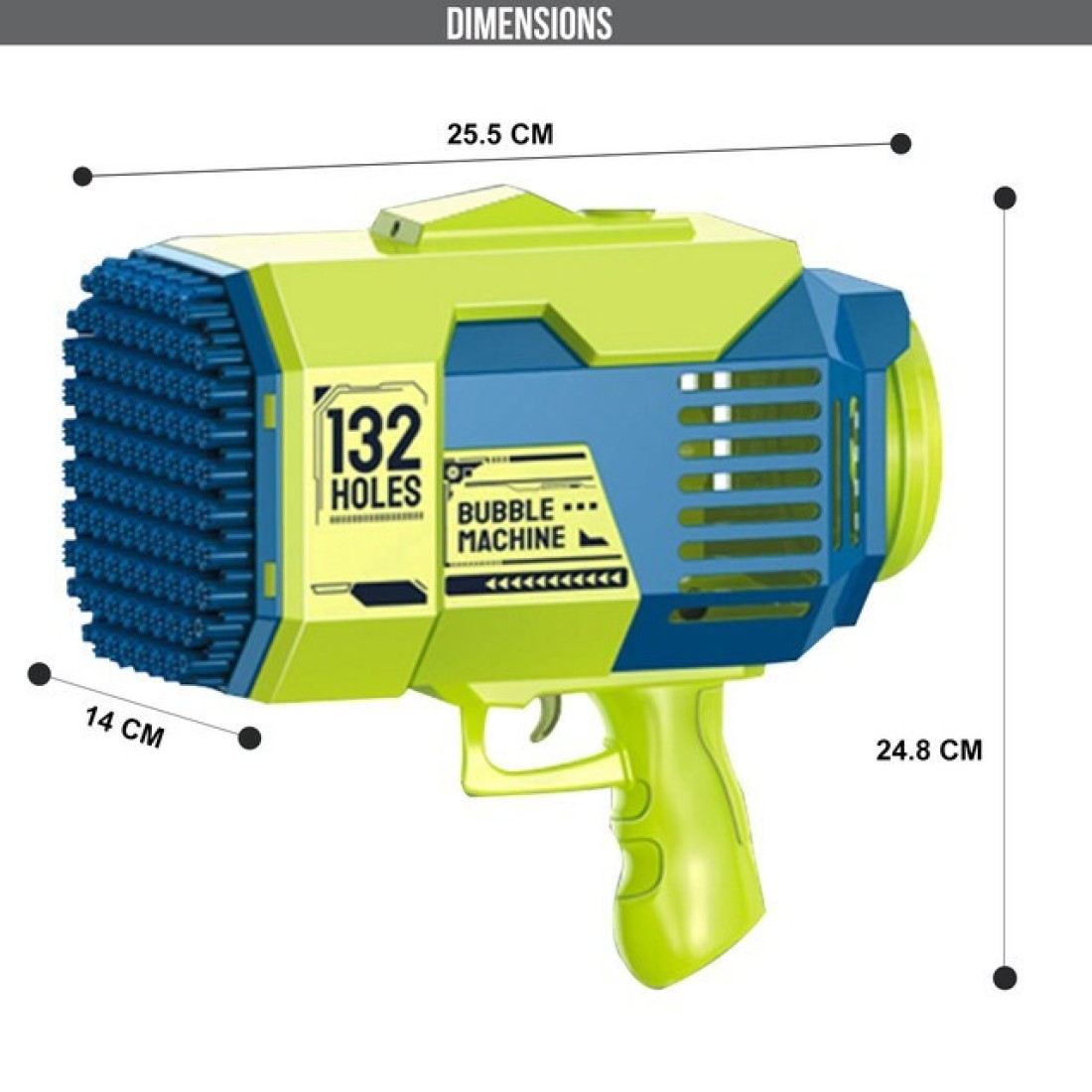 Little Story - 132 Holes Bubble Machine Gun wt Light / Bubble Maker for Kids Indoor &amp; Outdoor - Green