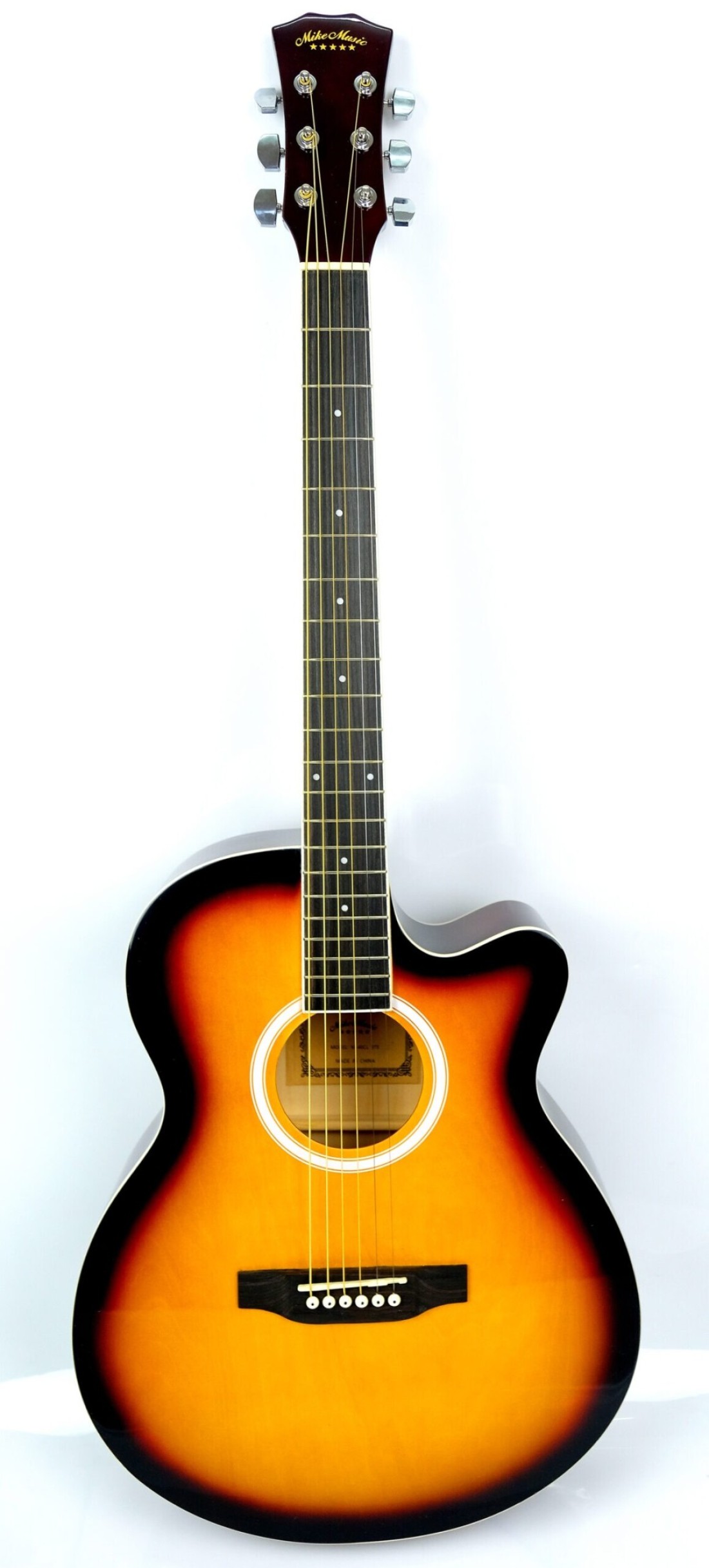 Mike Music 40Inch Acoustic Guitar With Bag And Strap And Extra Strings And Capo And Guitar Picks (40 Inch Glossy, Sunburst)