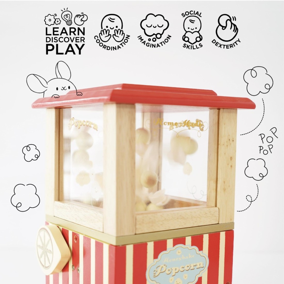 Le Toy Van Wooden Honeybake Retro Popcorn Machine Cinema Kitchen Or Movies Pretend Play Movie Night Role Kids Play Toy