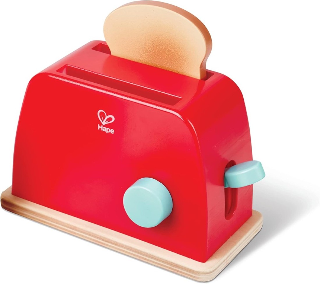 Hape Pop-up Toaster Set, 3Y+, Kitchen &amp; Food Toys, Wooden Red E3190