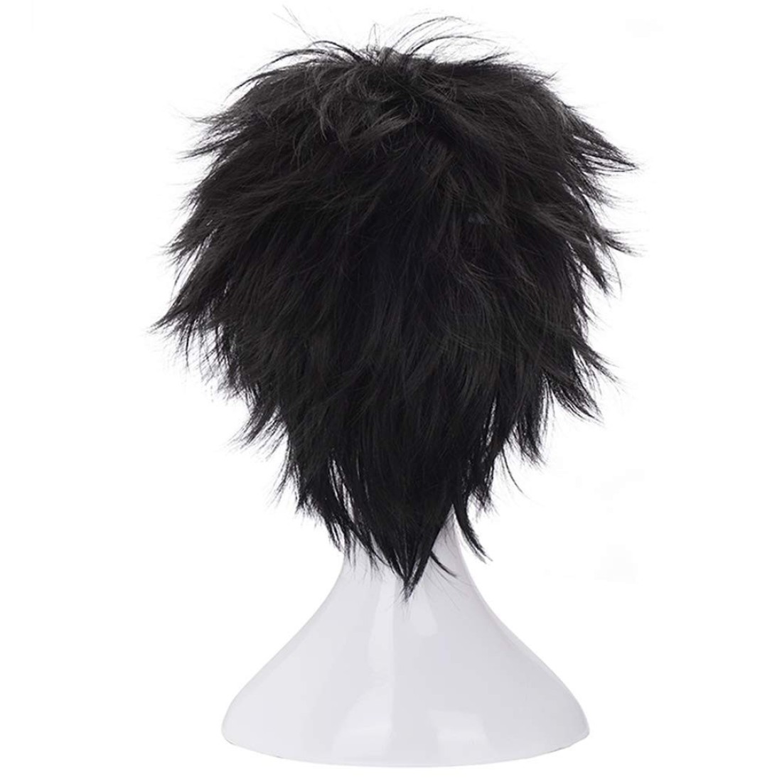 morvallyShort Messy Black Heat Resistant Synthetic Hair Wigs for Cosplay Halloween Anime