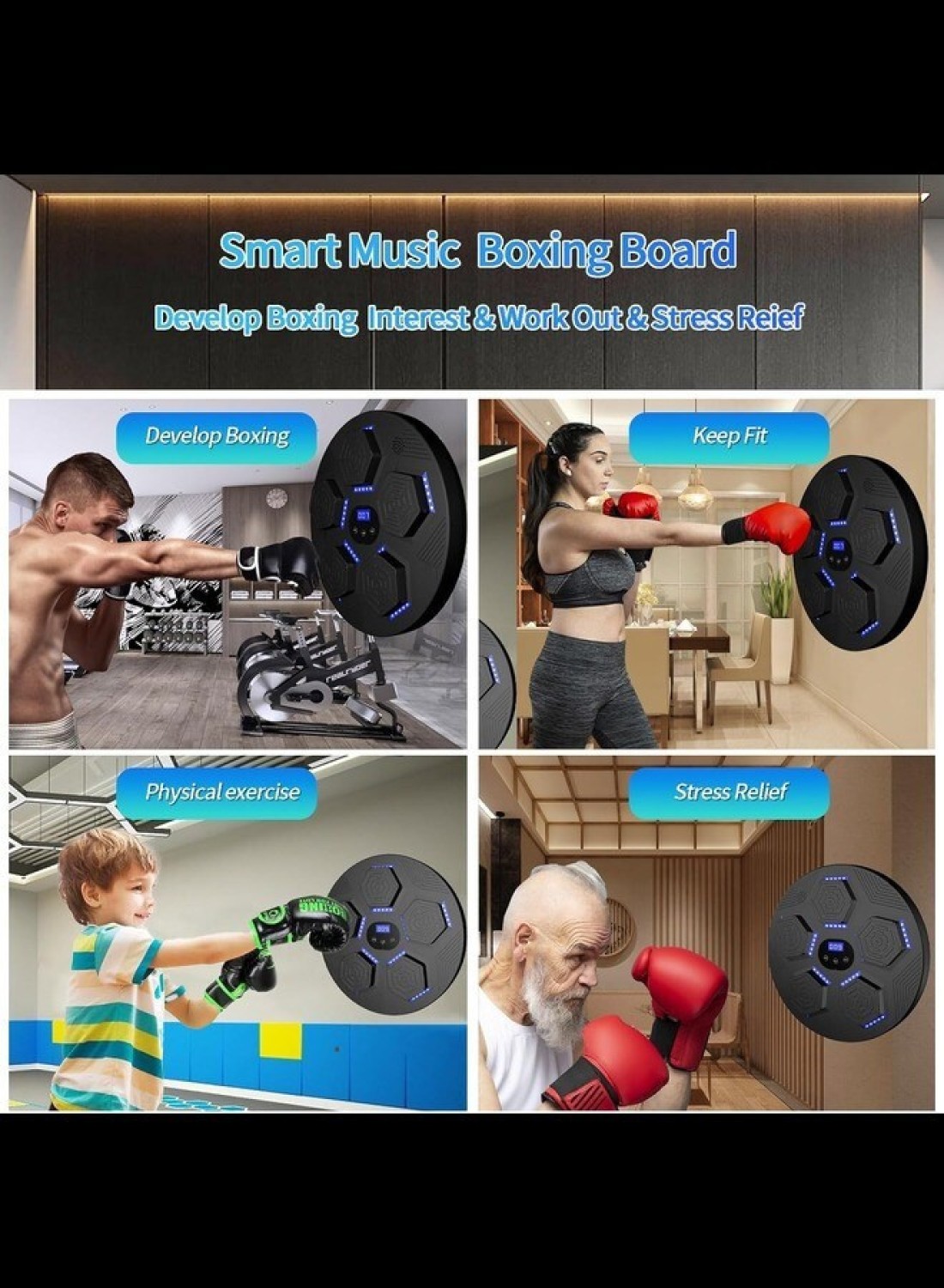 Radiotronics Boxing Machine for Home Workouts Fitness Boxing Machine with Music Playback, Workout Playlist, for Adults