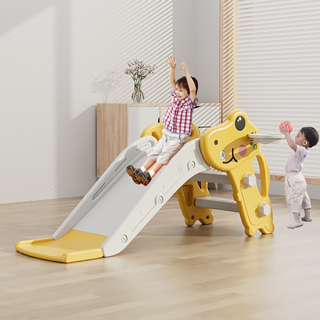Fashion Kids Colorful Plastic Slide Dinosaur Animal Foldable Slide Toys For Baby