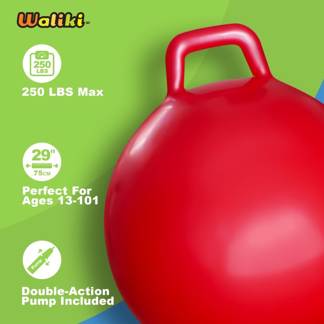WALIKI Hopper Ball Hippity Hop Jumping Hopping Therapy Ball Relay Races Red Adults 16101 2975CM