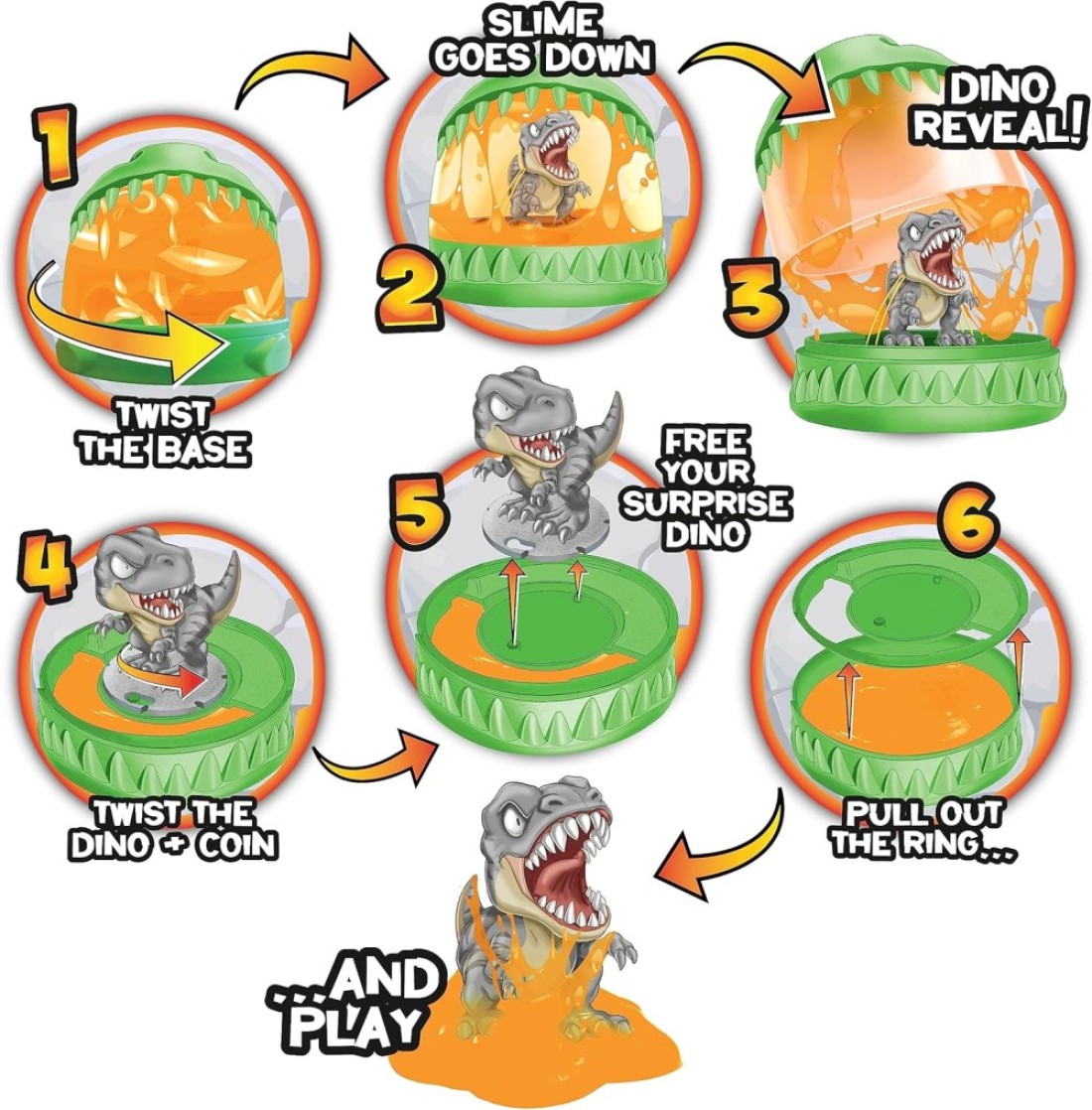 CRAZE Magic Slime - Dinorex Capsule with Slime Children and Collectable Dinosaur Figures - 13 Dinosaurs to Collect, 1 of which Super Rare
