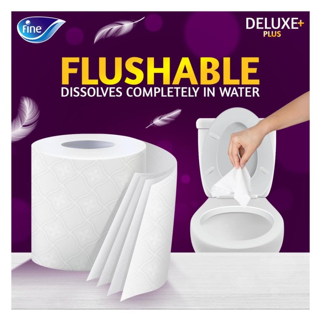 Fine Deluxe Plus Toilet Paper Roll 4 Ply 140 Sheets 9 Rolls