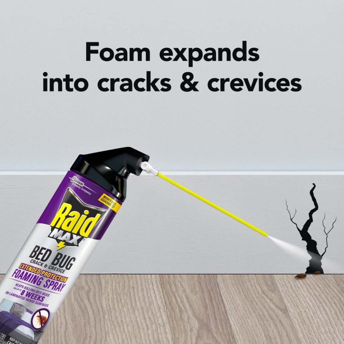 Raid Max Bed Bug Crack Crevice Extended Protection Foaming Spray Kills Bed Bugs for up to 8 weeks on Laminated Woods and Surfaces 175 oz