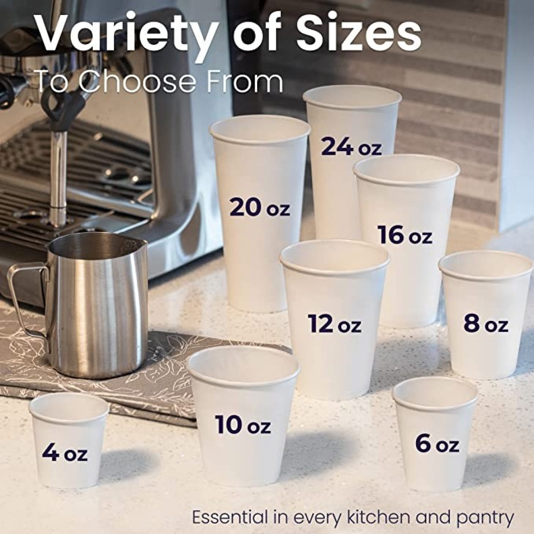 Yesocea 20 Oz. White Paper Cups Serve Your Drinks With Convenience And Style Disposable Hot Chocolate, Cocoa, Water, Coffee Cup [50 Cups]