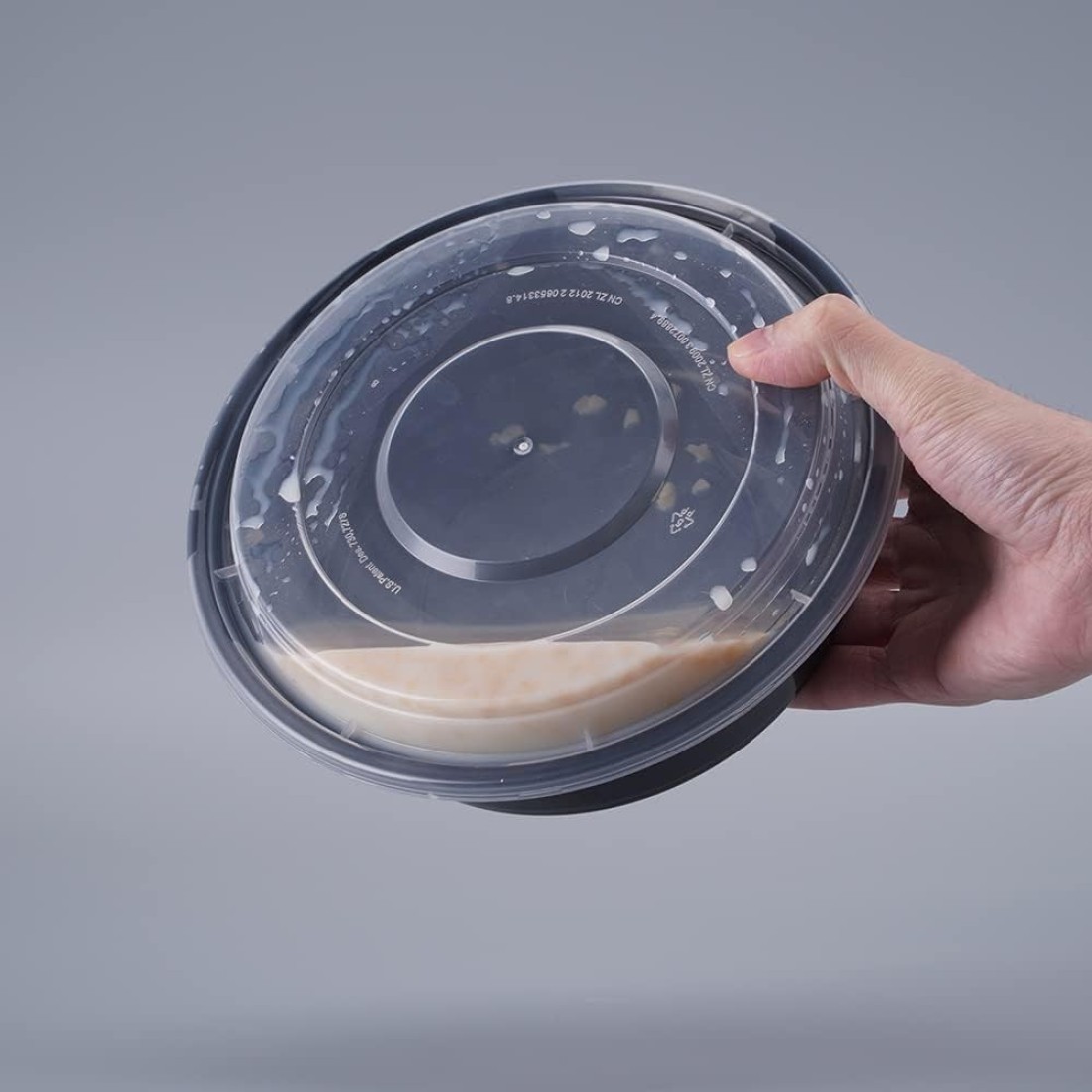Go2Camps Alsaqer [20 Pack] Compartment Round Black Base With Lids Food Storage Container(32 Oz) Ro32, Disposable Food Container, Meal Containers, Lunch Boxes Microwave, Freezer Safe (1 - Compartment)