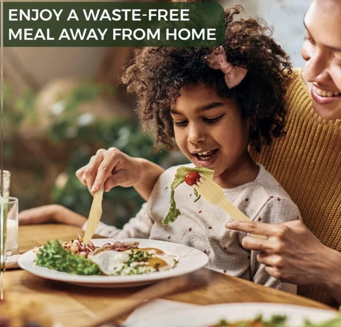 LAVISH [20 Pack] Biodegradable Wooden Cutlery Set with Napkin &ndash; Eco-Friendly &amp; Compostable Utensils &ndash; Disposable Knife, Fork, Spoon, and Napkin for Weddings, Parties &amp; Picnics