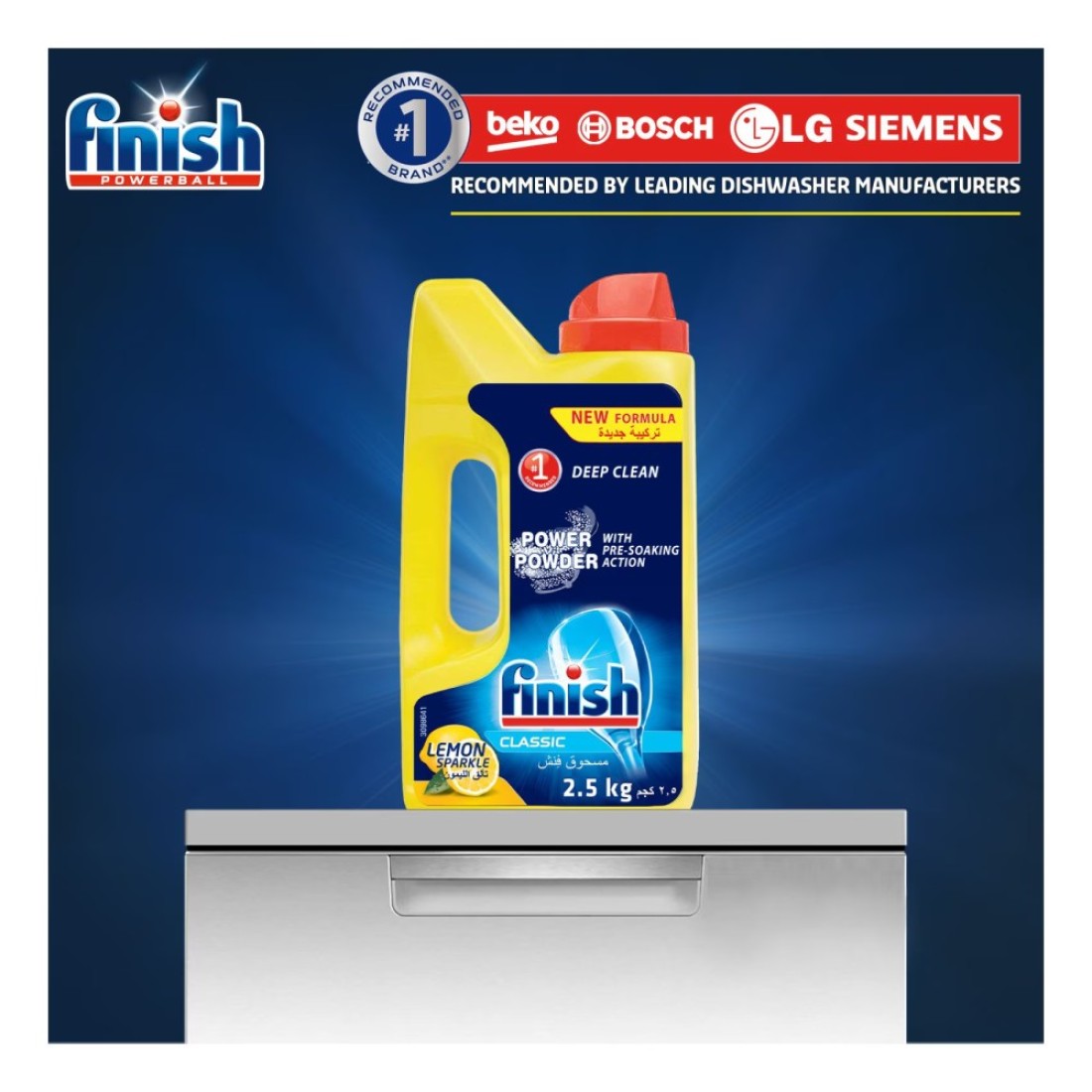 Finish Classic Lemon Dishwashing Powder 2.5kg