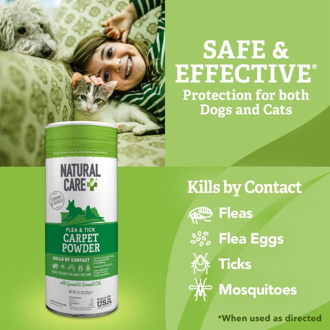 Natural Care Flea and Tick Carpet Powder Flea Treatment for Rugs Carpet or Pet Bedding 81 Ounce Canister