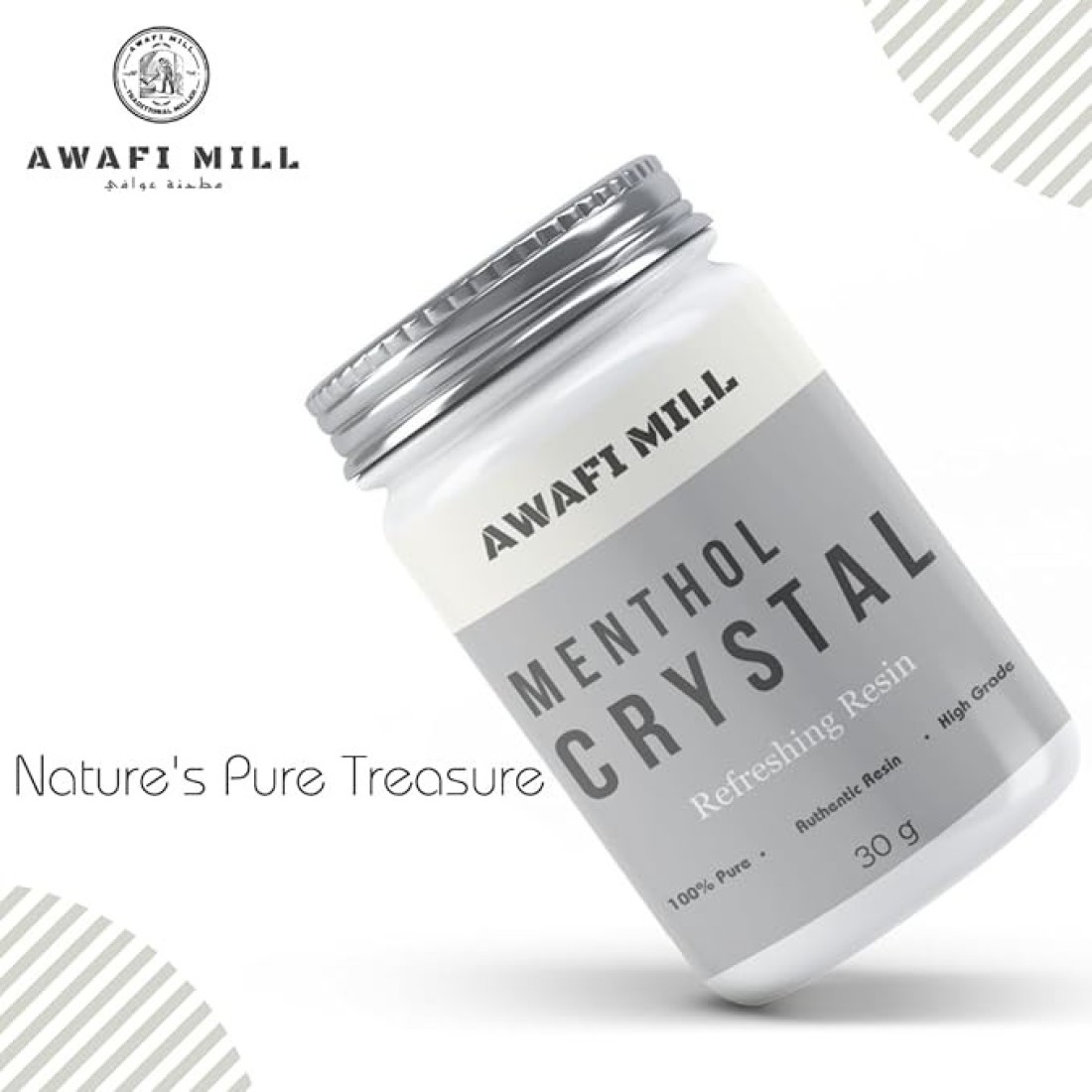 AWAFI MILL Menthol Crystal - Pure and Refreshing Crystals for Aromatherapy (Bottle of 50 gram / 1.7 Oz)