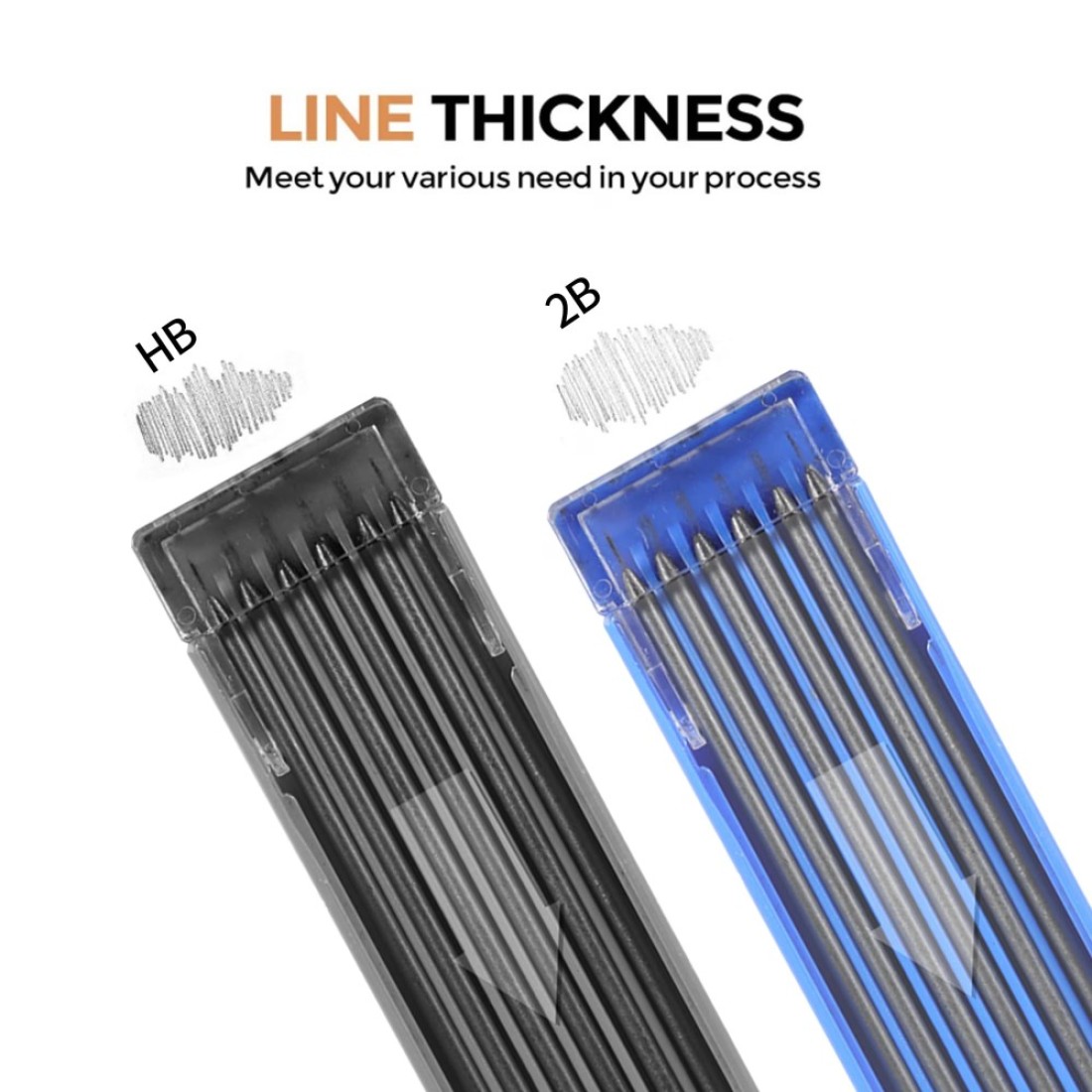 Aitikili 2mm Mechanical Pencil Set 2 Pieces Artist Carpenter Drafting Pencils 20 mm with 2 Tube Lead Refill HB 2B Art Lead Holder Metal Marker for Draft Drawing Writing Art Sketching