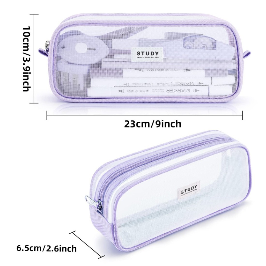 KALIDI Grid Mesh Pencil Case Large Capacity Pencil Case Big Pencil Pouch With Zipper Simple Stationery Bag Aesthetic Pen Bag for School Teen Girl Boy MultiPurpose bag for office Men Women Purple