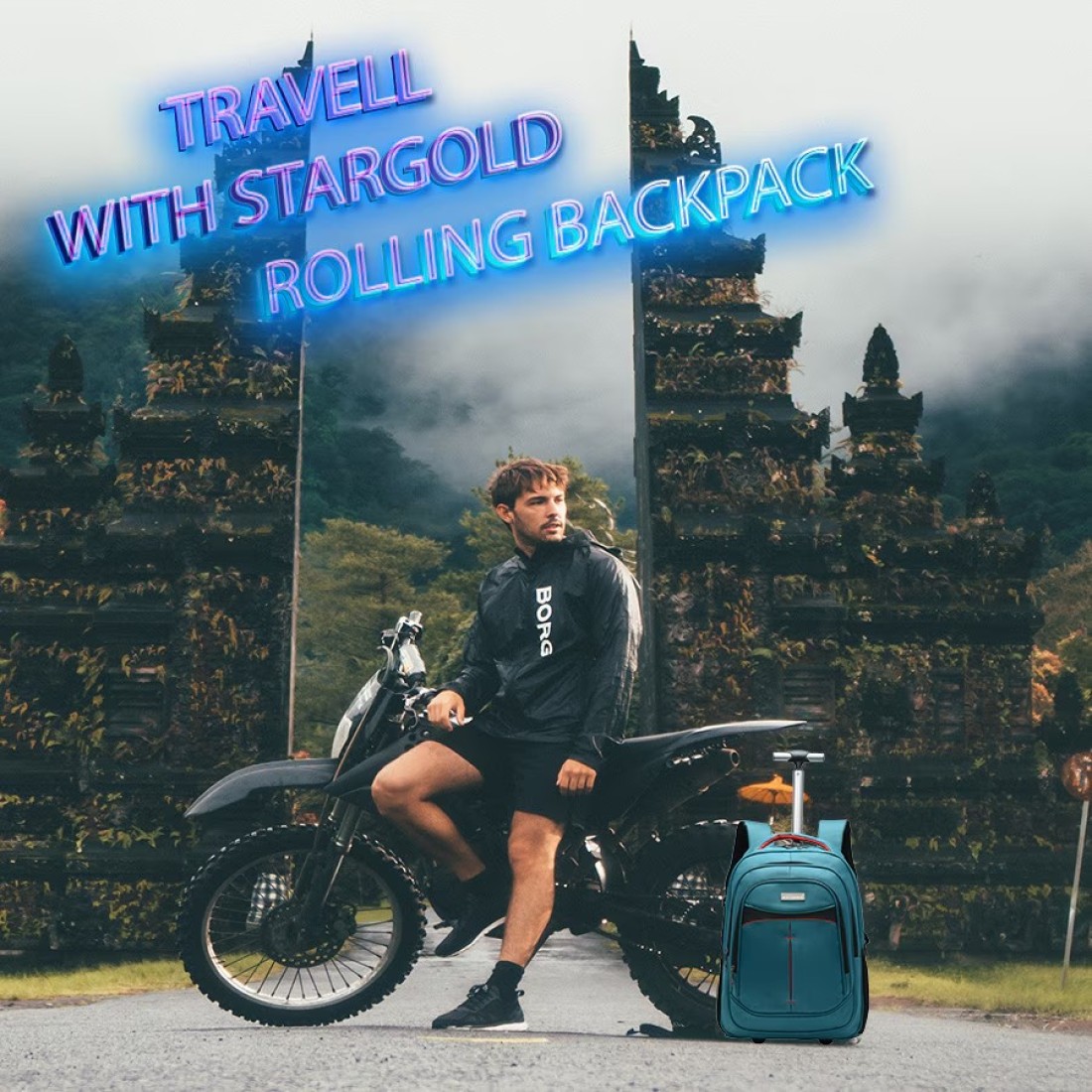 STARGOLD Unisex Water Resistant Rolling Trolley Backpack With Adjustable Strap For School College Office Business And Travel 18 Inches