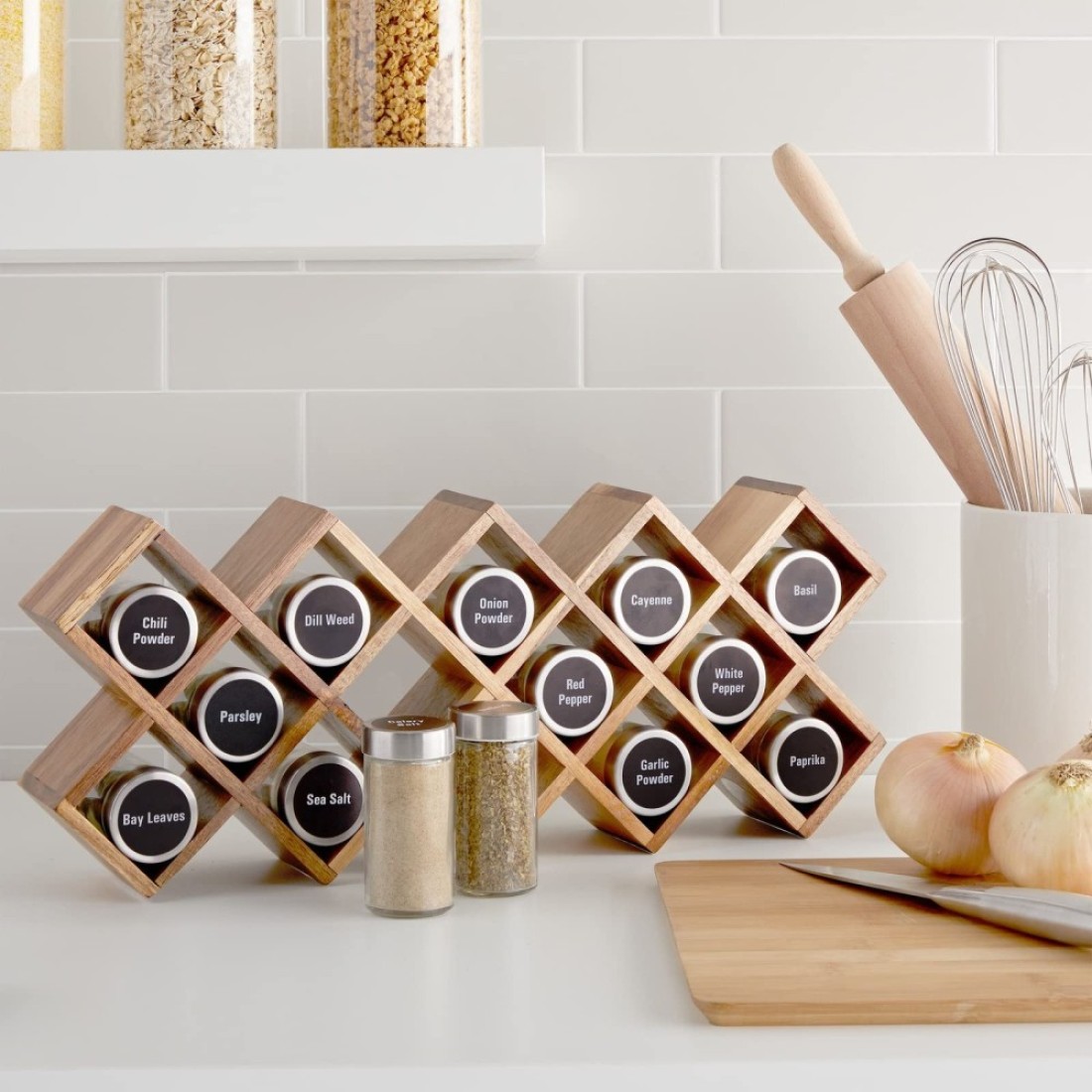 Talented Kitchen 144 Spice Jar Labels Round 15 Inch Preprinted Chalkboard Stickers for Spice Containers Water Resistant