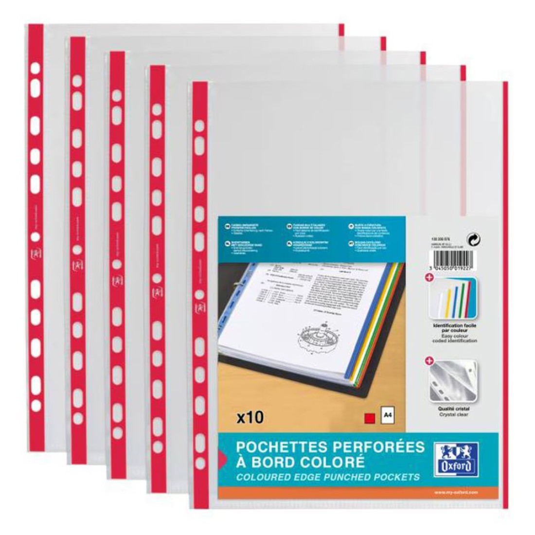 Elba Edge Coloured Punched Bag Assorted A4 10 Pockets