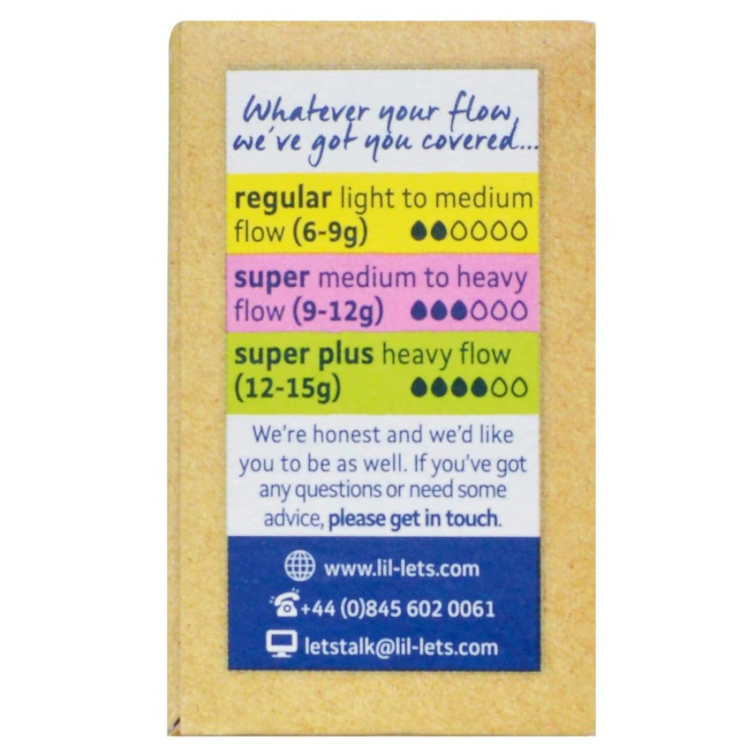 Lil-Lets Organic Non-Applicator Super Plus White 16 Tampons