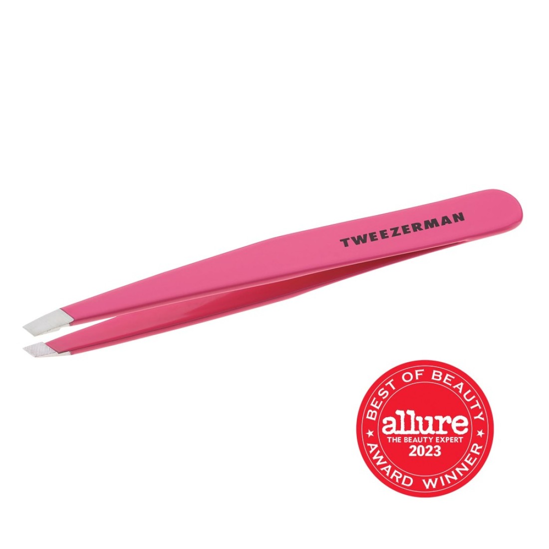 Tweezerman Stainless Steel Slant Tweezer Eyebrow Tweezers for Women and Men Neon Pink