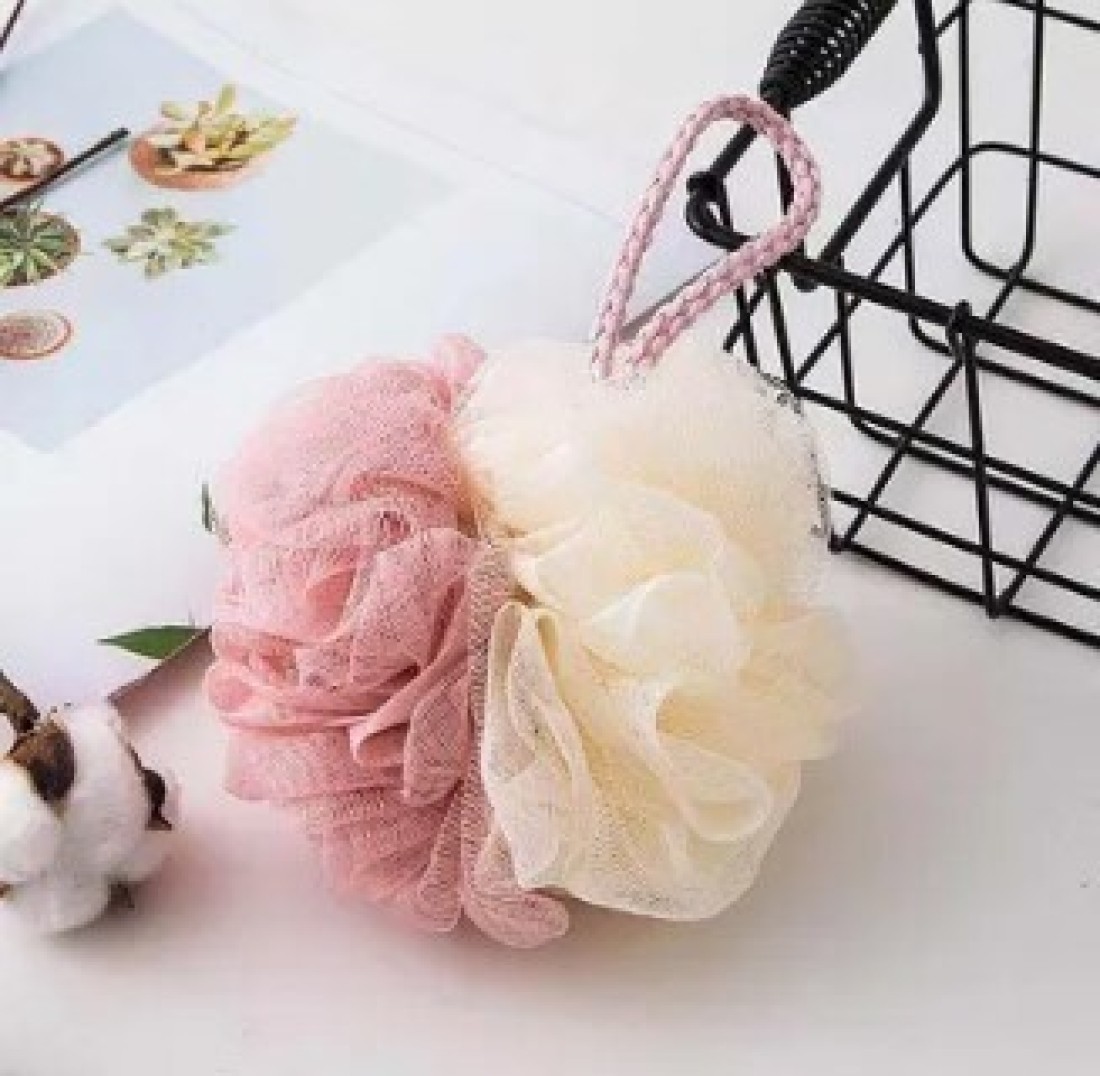 2 Packed Soft Bath Sponge With Shower Mesh Foaming Loofah Exfoliating Scrubber For Body And Face With Premium Multicolour Look