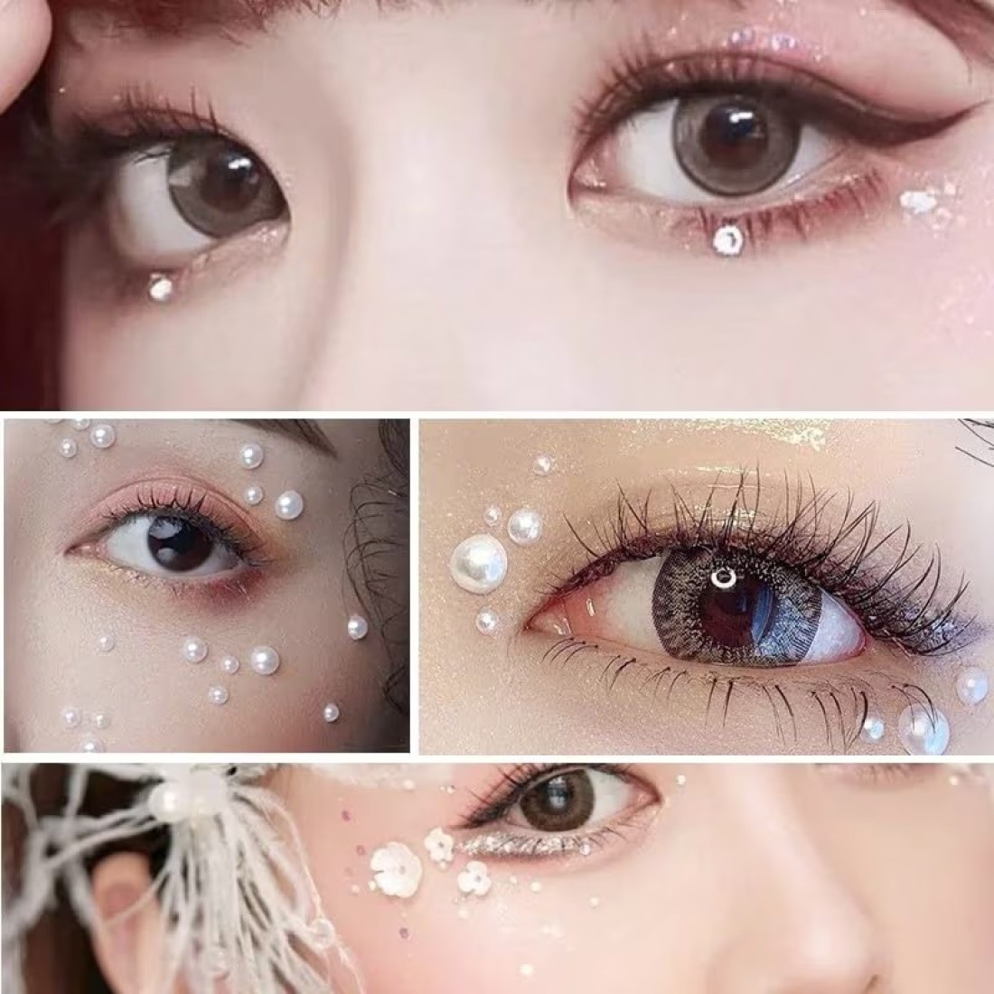 TuNan 1730pcs Clear Rhinestones Pearl Stickers Self Adhesive Crystal Stickers Diamond Stickers Bling for Face Beauty Makeup Nail Art Cell Phone DIY Crafts