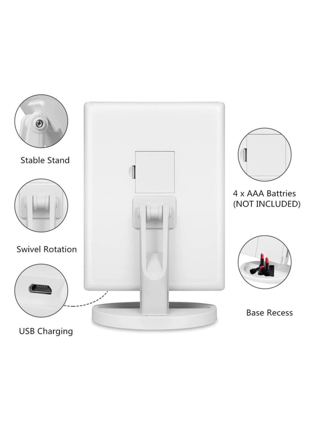 Makeup Mirror Vanity Mirror with Lights, 1x 2X 3X Magnification, Trifold Lighted Makeup Mirror, Touch Control, Dual Power Supply, Portable LED Makeup Mirror
