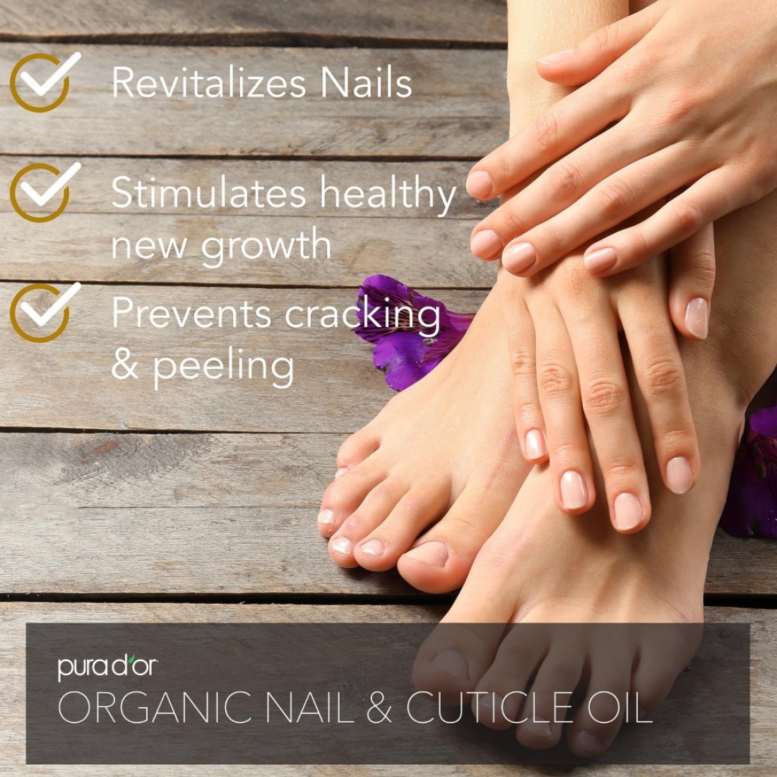 PURA DOROrganic Nail Cuticle Oil 4oz Enriched with Biotin Vitamin E Natural Ingredients Nourishing Treatment for Nail Growth Healthy Beds
