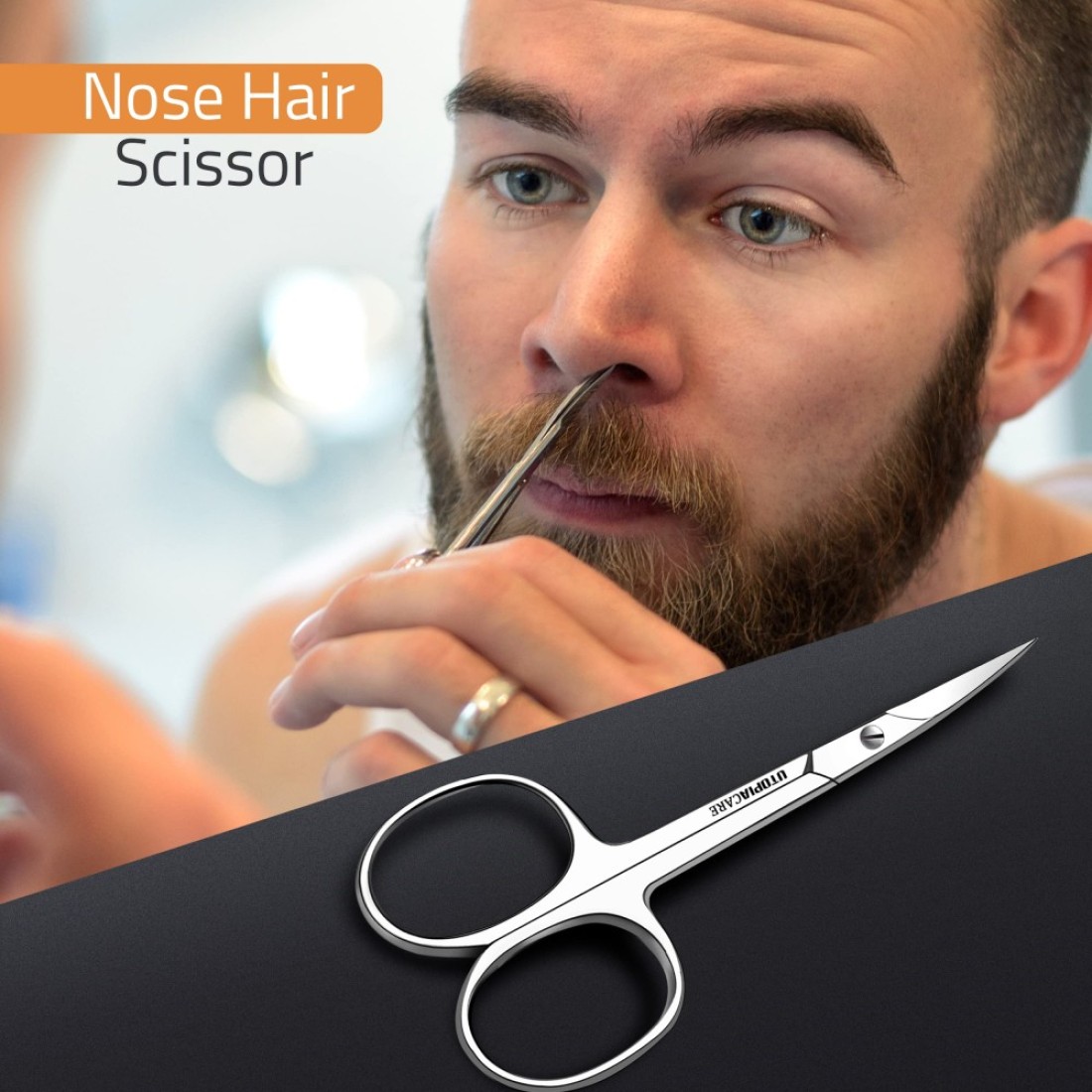 Utopia CareEyebrow Scissors Small Scissors for Men and Women Curved and Rounded Nose Hair Scissors for Grooming Mustache Beard Eyelashes Ear Hair Trimming Professional Stainless Steel Silver