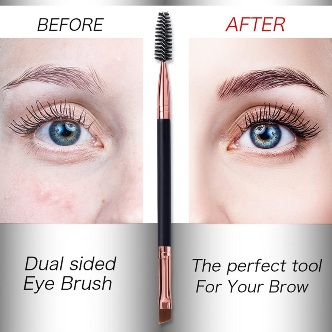 Duo Eyebrow Brush Eyebrow Brush Eyelash Comb and Eyebrow brush Professional Angled Eye Brow Brush and Spoolie Brush Set BlackBlack