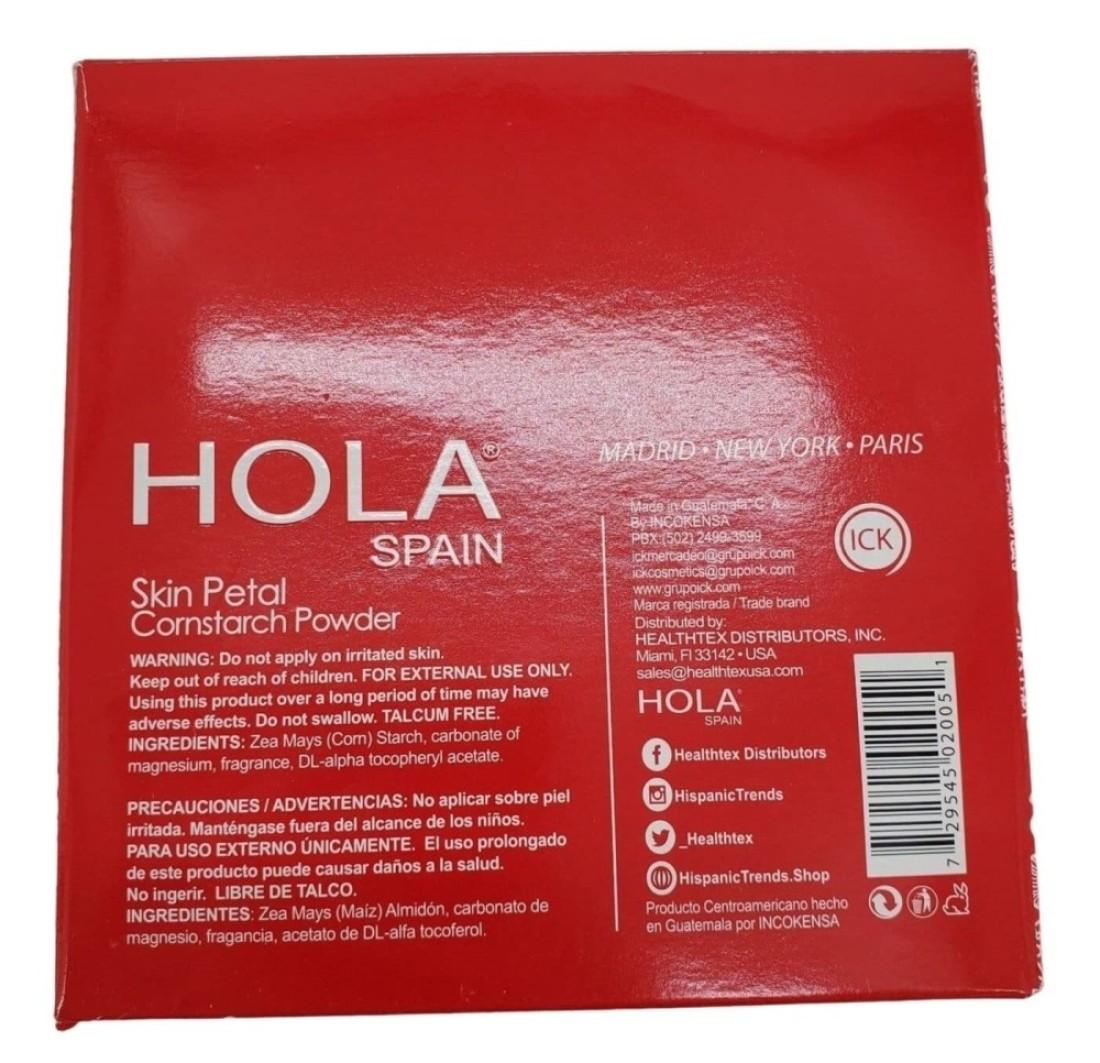Hola Spain Skin Petal Body Talc Dusting Powder Puff 4 oz