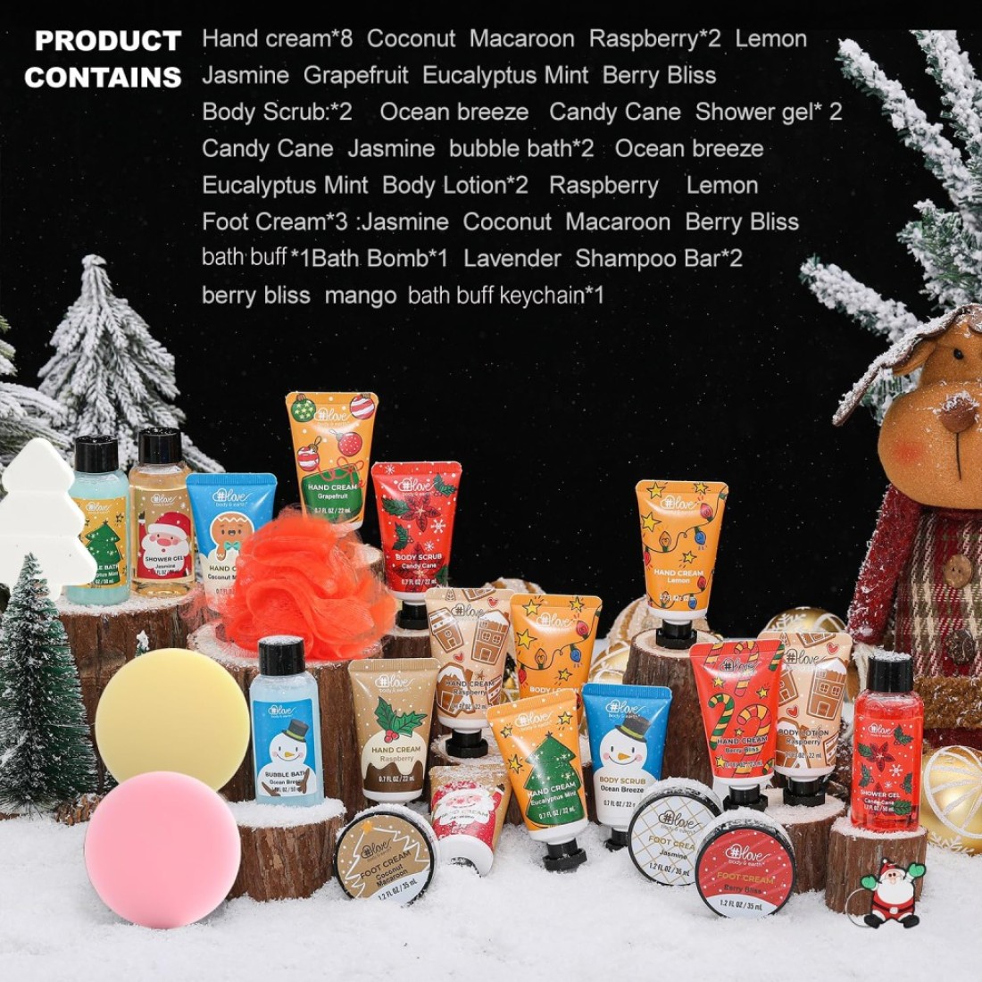 2024 Limited Edition Advent Calendar Christmas Gifts Bath Sets for Women 24pcs Spa Gift Set HandFoot Cream Body Scrub Bubble Bath Shampoo Candles Keychain Body Lotion Shower Gel Bath Bomb