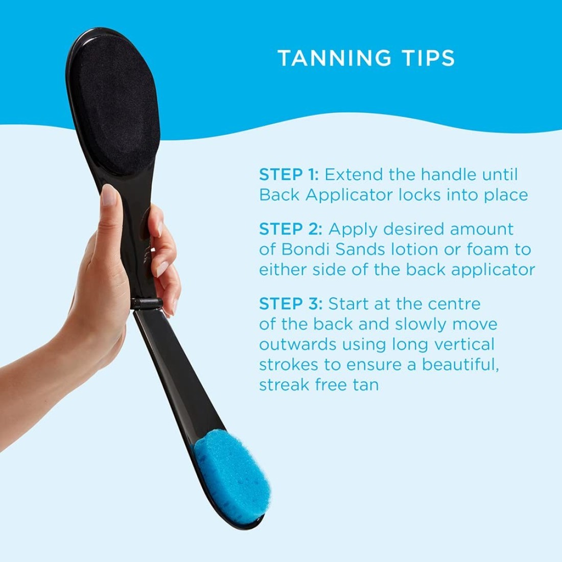 Bondi Sands SelfTanning Back Applicator EasytoUse Device Promotes Healthy Glowing StreakFree Tan Includes 1 Applicator and Spare Pads