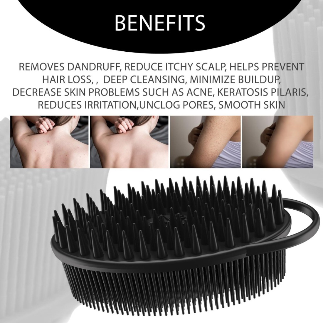 Avilana Style 3 2in1 Exfoliating Silicone Body Scrubber Shampoo Brush Scalp Massager Hygienic Shower Loofah Sponge Alternative for Deep Clean Soft Skin