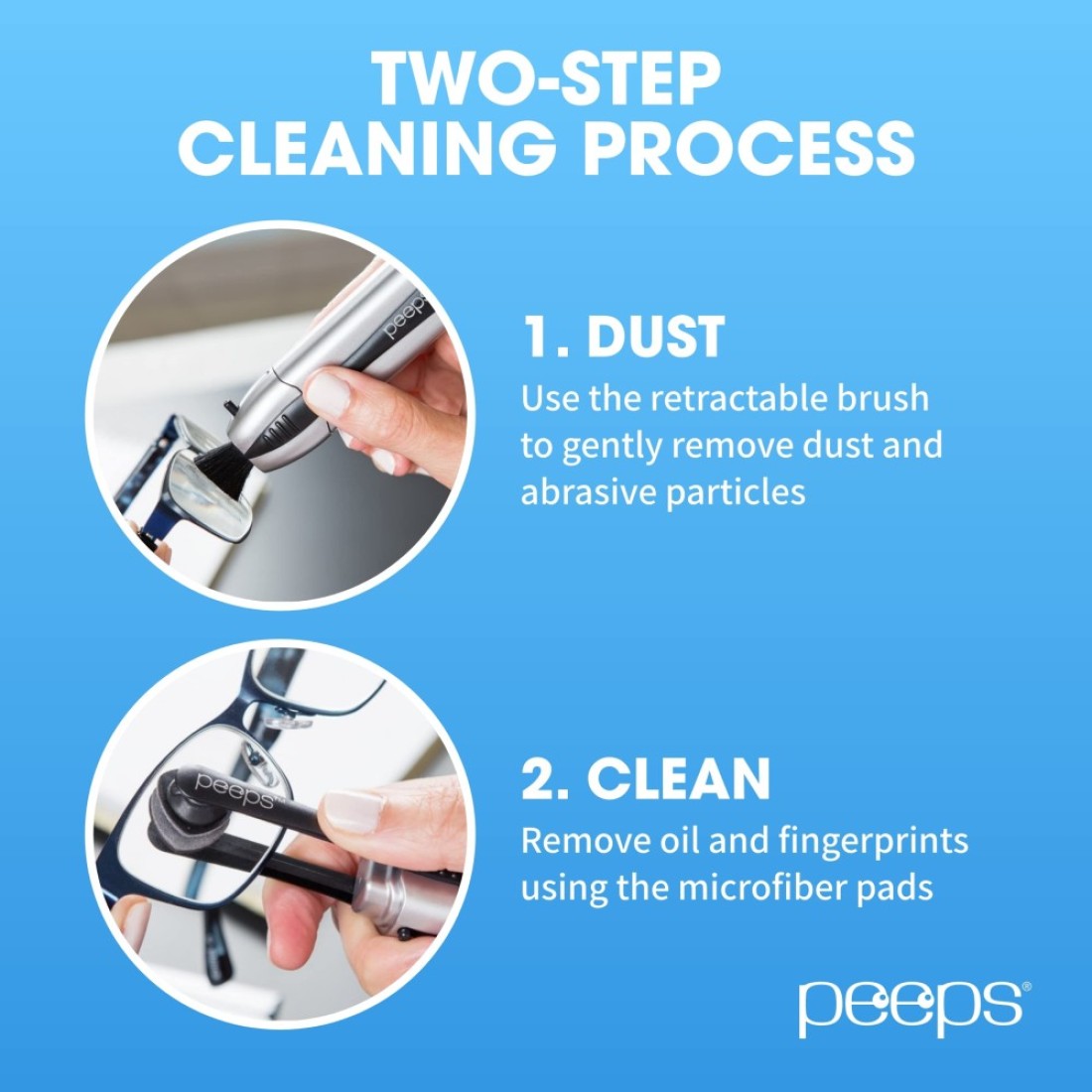 CarbonKlean Peeps Glasses Cleaner for Eyeglasses Reading Glasses and More Lens Cleaner with Carbon Microfiber Tech Injected Black 1 Count Pack of 1