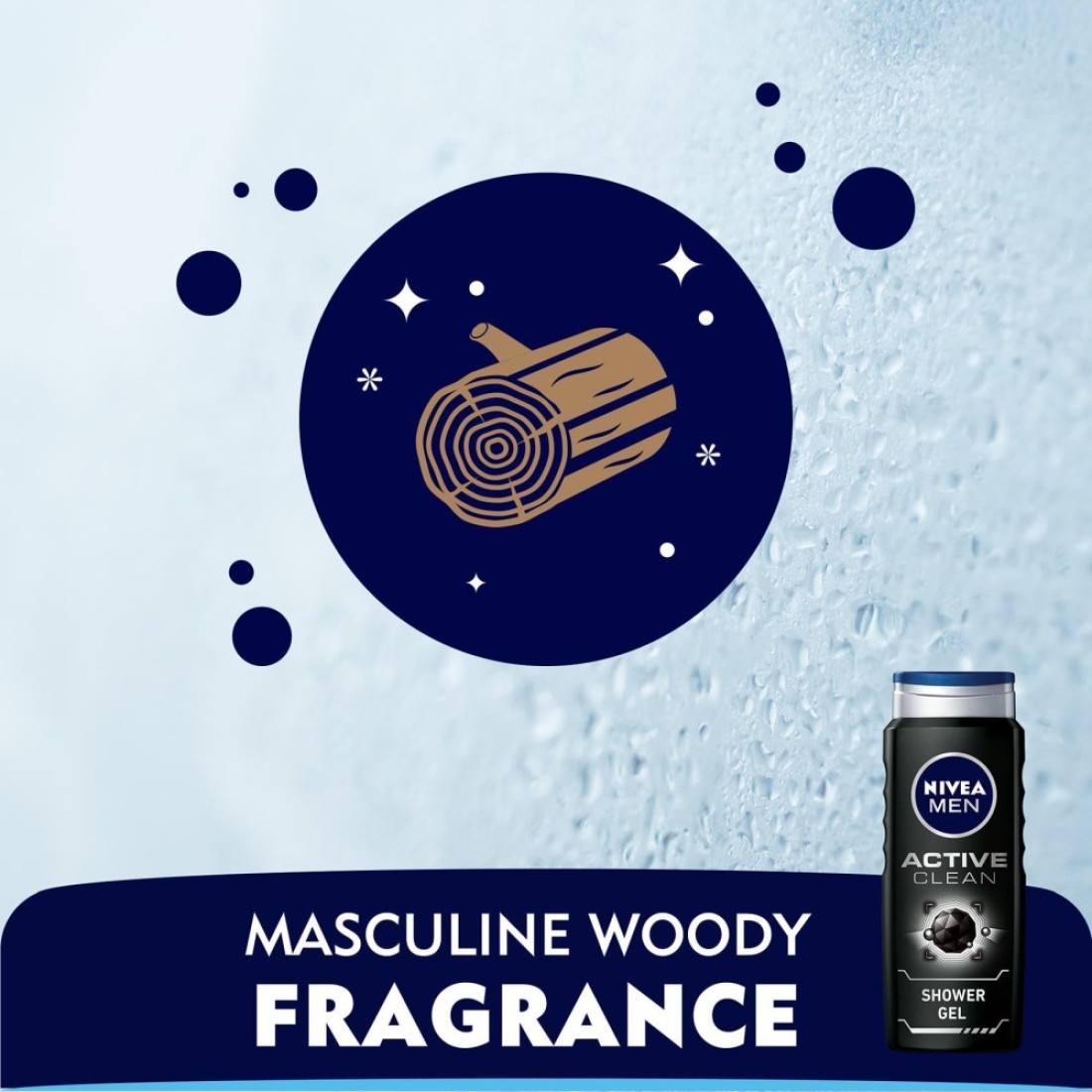 NIVEA MEN 3in1 Shower Gel Body Wash Active Clean Charcoal Woody Scent 500ml