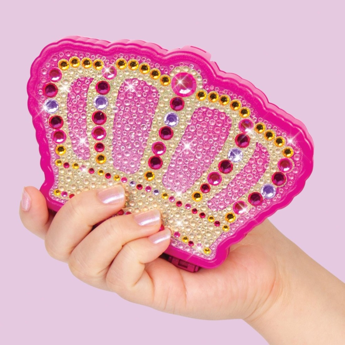 Make It Real Juicy Couture Bejeweled Beauty Cosmetic Compact Glam for Eyes Lips Face Crown Shaped Makeup Case Girls Kids Ages 6