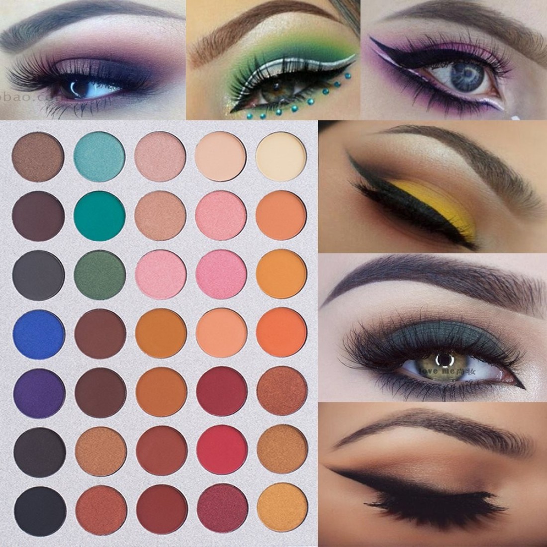 35 Colors Eyeshadow Palette with 7Pcs Makeup Brushes Set All in One Makeup Kit Matte Shimmer Pigmented Eye Shadow Pallete Waterproof Powder Natural Nude Naked Smokey