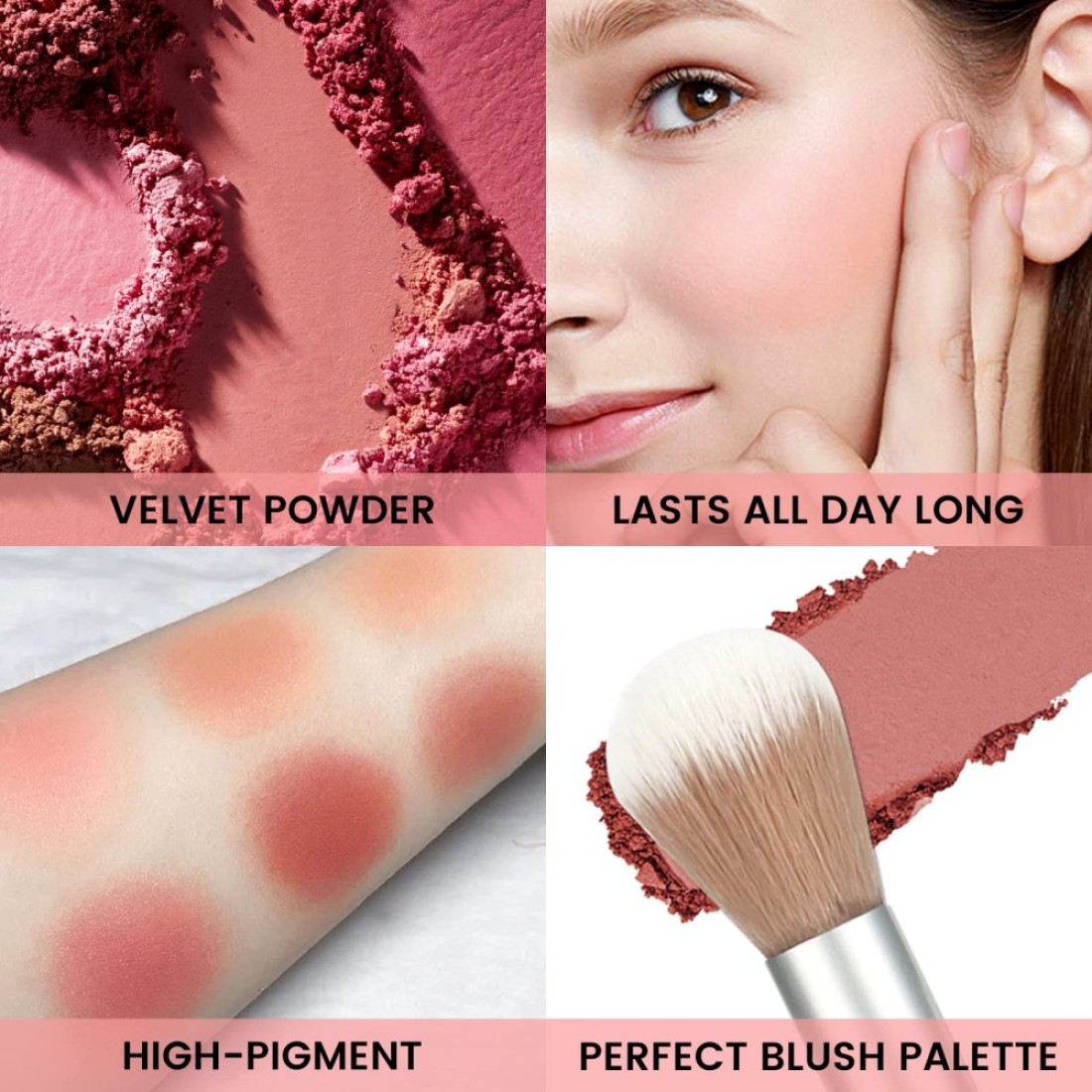 KYDA6 Colors Face Blush Palette Matte Shimmer Blush Palette Smooth Blendable Powder Blush Contour Highlighter Blush Multiuse Makeup PaletteSet A