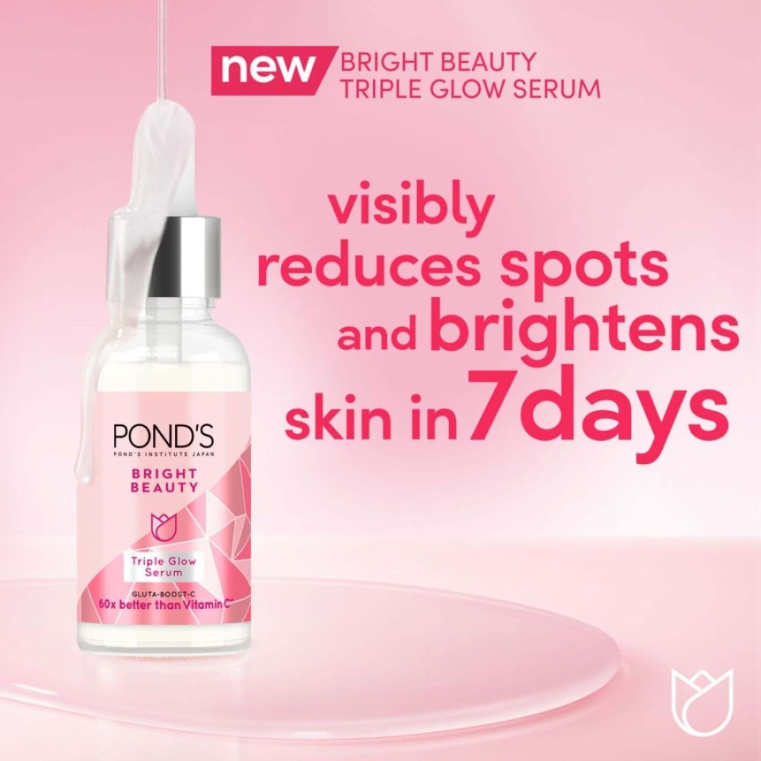 Pond&#39;s Bright Beauty Triple Glow Serum with Niacinamide and Hyaluronic Acid 30g