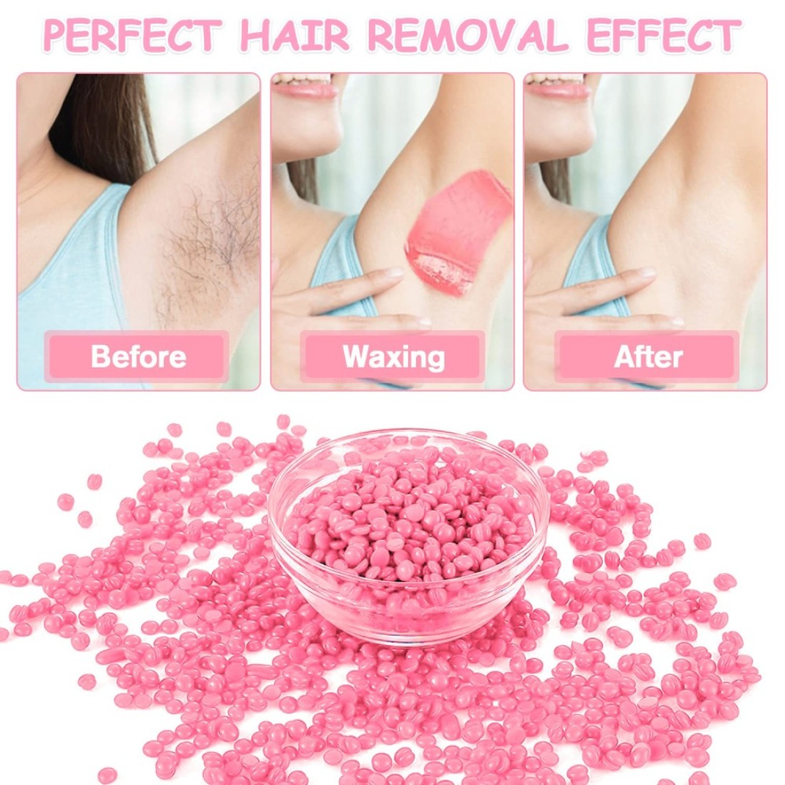 Hard Wax Beads Professional Wax Beads for Hair Removal 400g Hair Wax with 10 Pcs Wood Sticks for Full Body Brazilian Bikini Face Legs Eyebrow Painless at Home for Woman Men
