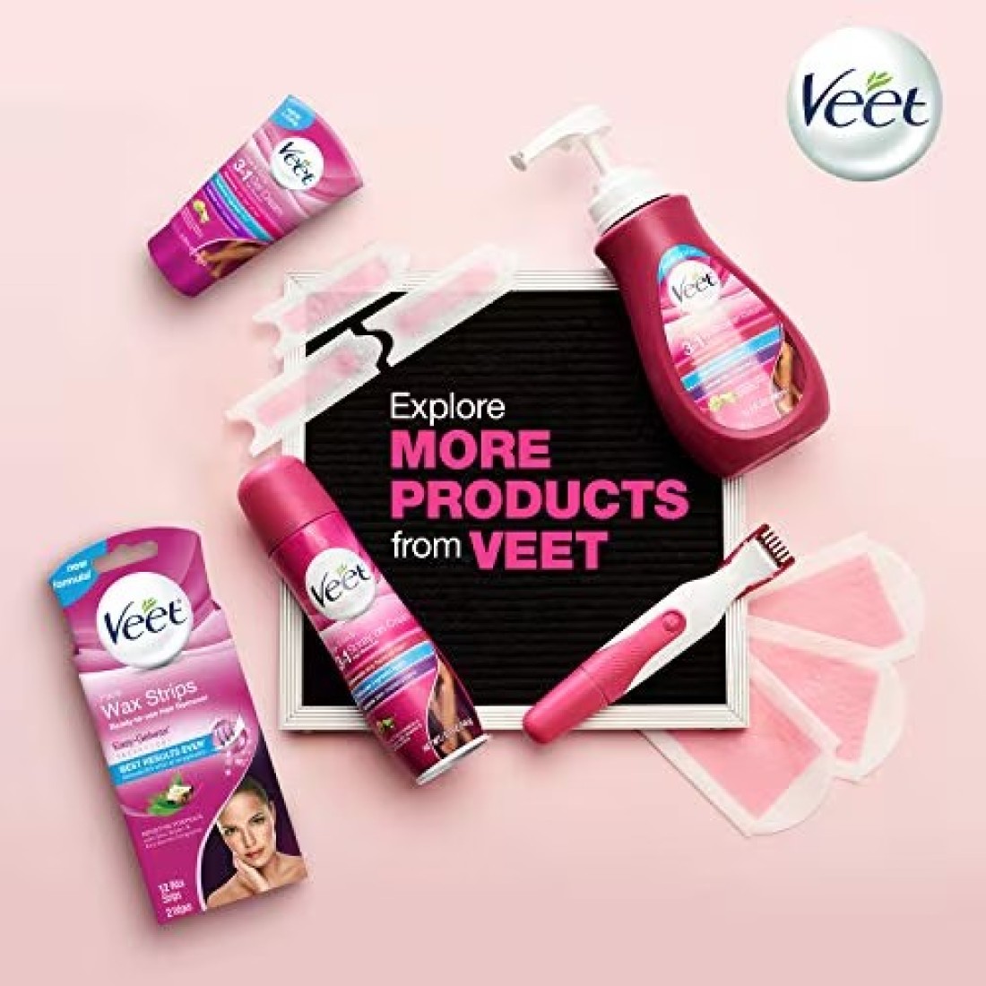 VeetReadyToUse Waxing Kit For Women Wax Strips For Body Hair Removal Wax Kit For Ingrown Hair Treatment Personal Care Product Hair Remover 40ct Waxing Strips 4ct Body Wipes